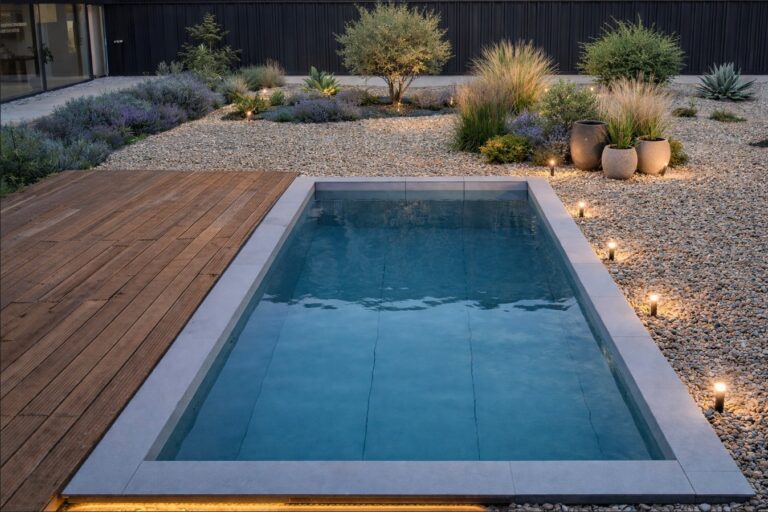 Piscine Naturelle Mineral en pierres de grés céram